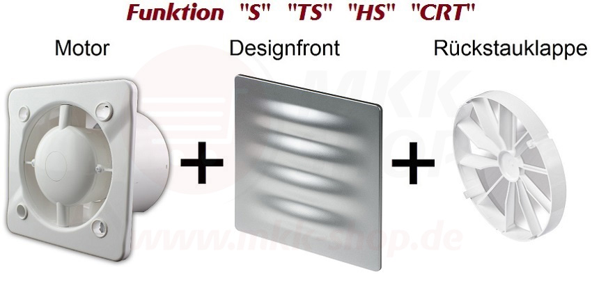 Badlüfter Wand-Ventilator Ø 100 125 SILBER Küche WC Deckenlüfter
